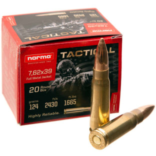Патрон Norma Range & Training кал. 7,62х39 пуля FMJ, масса 8.04 гр/124 гран фото