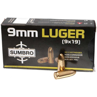 Патрон Sumbro кал. 9x19 куля FMJ, маса 8 гр/124 гран фото
