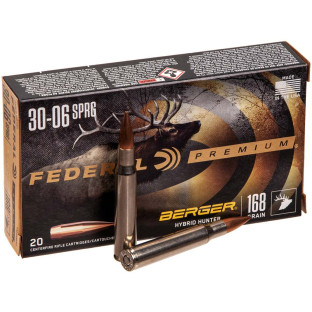 Патрон Federal Premium кал. 30-06 куля Berger Hybrid Hunter, маса 10.9 гр/168 гран фото
