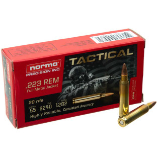 Патрон Norma Tactical кал. 223 Rem (5,56/45) пуля FMJ, масса 3.56 гр/55 гран фото