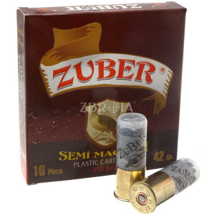 Патрон Zuber кал. 12/70 дробь №0, навеска 42 гр фото