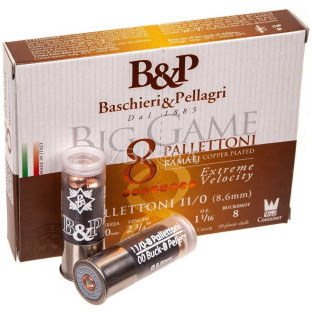 Патрон B&P Big Game Pallettoni Extreme Velocity кал. 12/70 картеч №11/0, навіска 30 гр фото