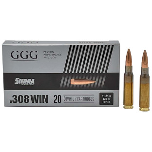 Патрон GGG кал. 308Win куля Sierra MatchKing HPBT, вага 11.34 гр/175 гран фото
