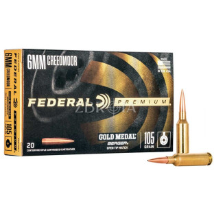 Патрон Federal Gold Medal кал. 6  Creedmoor пуля Berger Hybrid OTM, масса 6.8 гр/105 гран фото