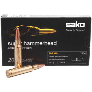 Патрон Sako Super Hammerhead кал. 308 Win куля SP, маса 11.7 гр/180 гран фото