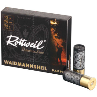 Патрон Rottweil Waidmannsheil Pappe кал. 12/70 дріб №1, навіска 36 гр фото