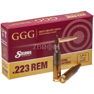 Патрон GGG кал. 223 Rem куля Sierra MatchKing HPBT, маса 4.99 гр/77 гран фото