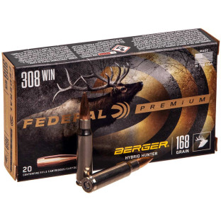 Патрон Federal Premium кал. 308 Win куля Berger Hybrid Hunter, маса 10.88 гр/168 гран фото