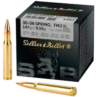 Патрон Sellier & Bellot кал. 30-06 куля FMJ, маса 9.55 гр/147 гран фото