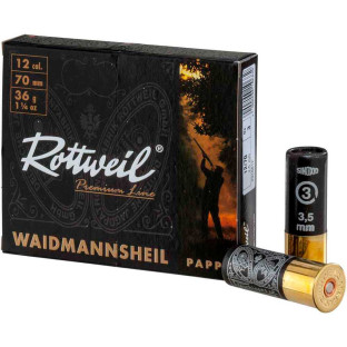 Патрон Rottweil Waidmannsheil HV Plastik кал. 12/70 дріб №3, навіска 36 гр фото