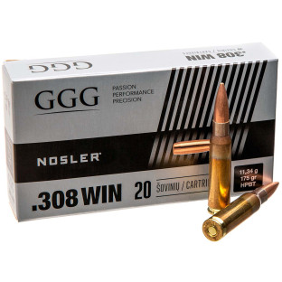 Патрон GGG кал. 308 Win куля Nosler HPBT, маса 11.34 гр/175 гран фото