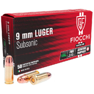 Патрон Fiocchi Classic Subsonic кал. 9 мм Luger (9х19) куля FMJ, маса 10.24 гр/158 гран фото