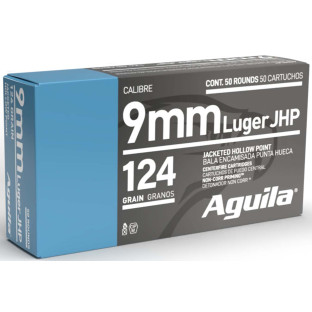 Патрон Aguila 9 mm Luger кал. 9mm Luger куля JHP, маса 8.04 г/124гран фото