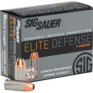 Патрон Sig Sauer Elite V-CROWN кал. 9mm Luger(9x19) куля JHP, маса 8.04 г/124 гран фото